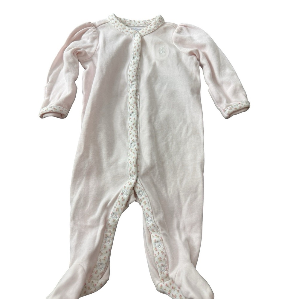 Ralph Lauren Layette size 3 months pink floral footed one piece